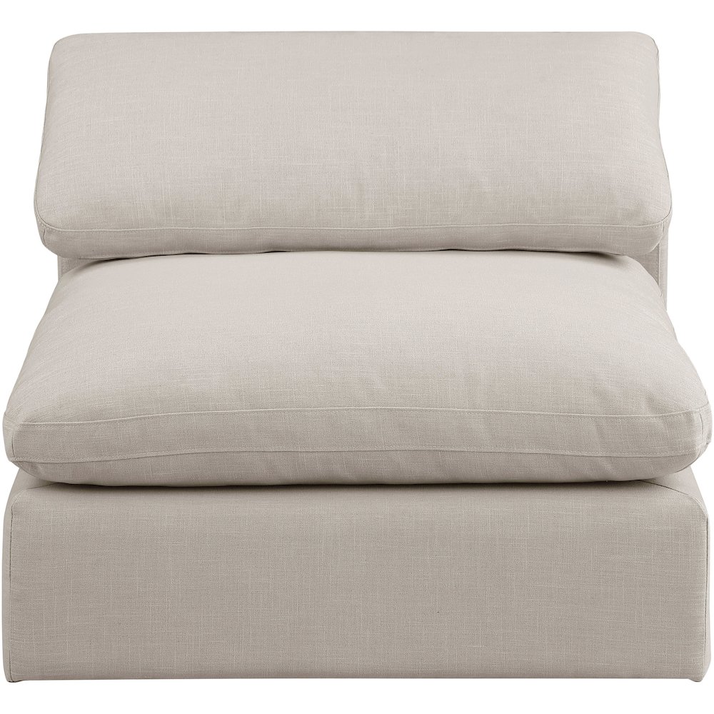 Comfy Beige Linen Textured Fabric Modular Armless Chair. Picture 4