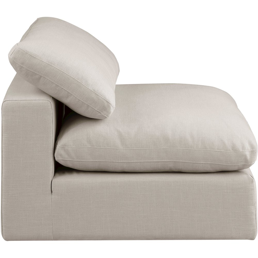 Comfy Beige Linen Textured Fabric Modular Armless Chair. Picture 5