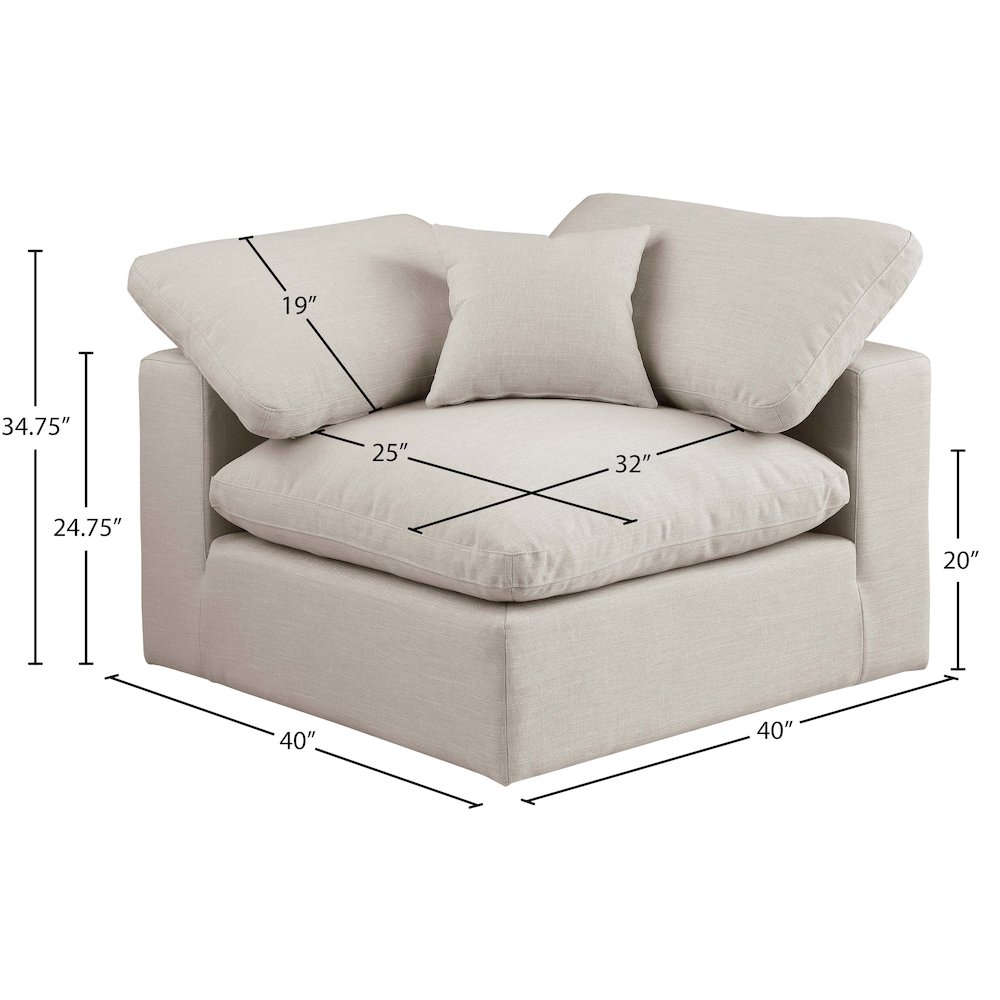 Comfy Beige Linen Textured Fabric Modular Corner Chair. Picture 9