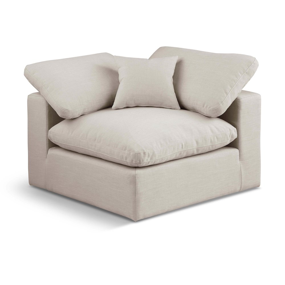 Comfy Beige Linen Textured Fabric Modular Corner Chair. Picture 1