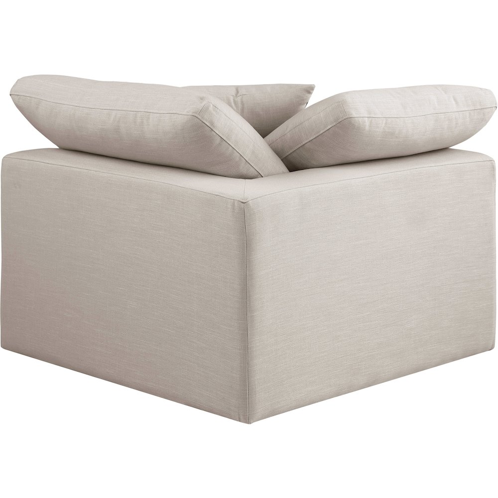 Comfy Beige Linen Textured Fabric Modular Corner Chair. Picture 3