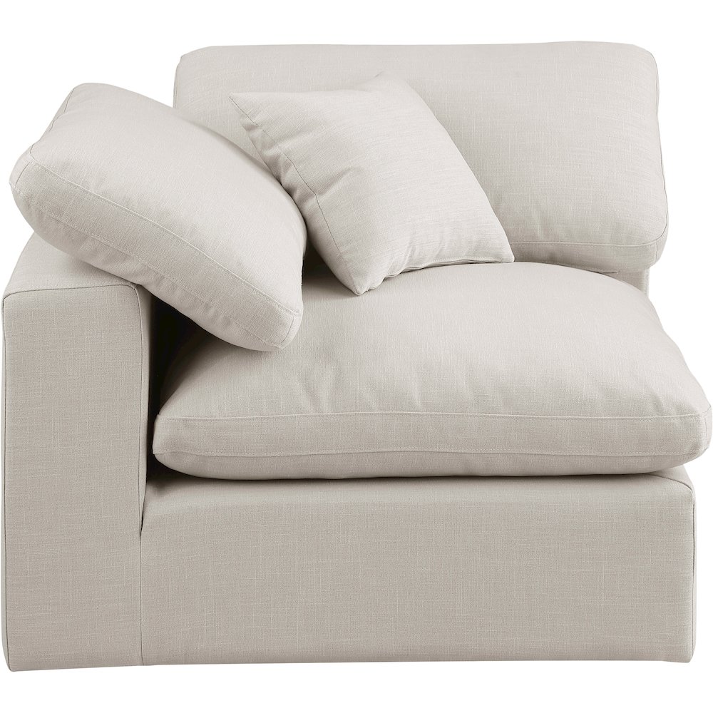 Comfy Beige Linen Textured Fabric Modular Corner Chair. Picture 4