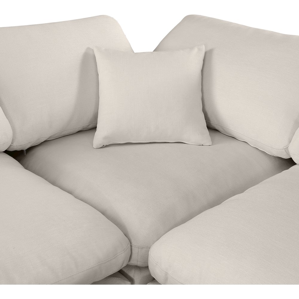 Comfy Beige Linen Textured Fabric Modular Corner Chair. Picture 7