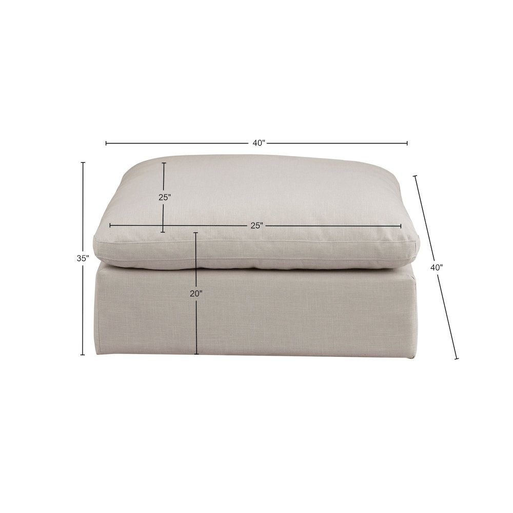 Comfy Beige Linen Textured Fabric Modular Ottoman. Picture 5