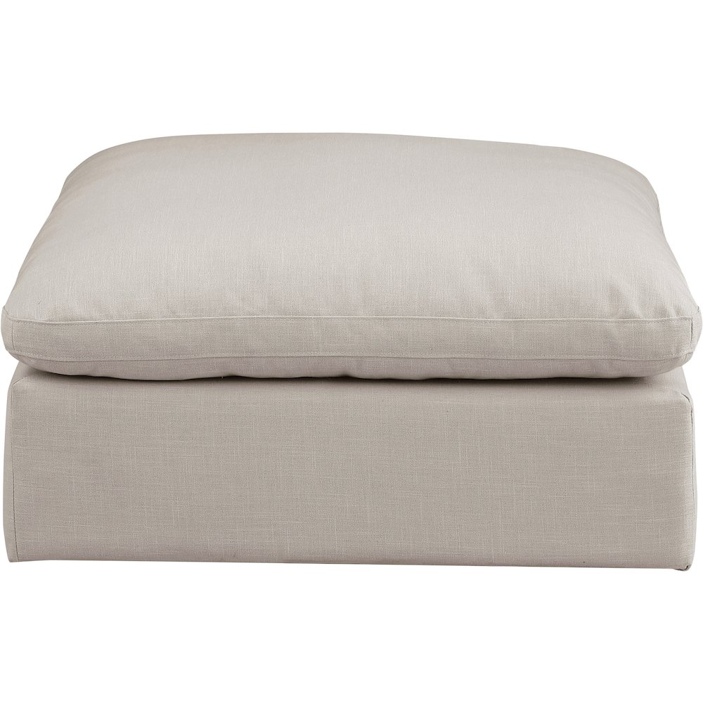 Comfy Beige Linen Textured Fabric Modular Ottoman. Picture 3