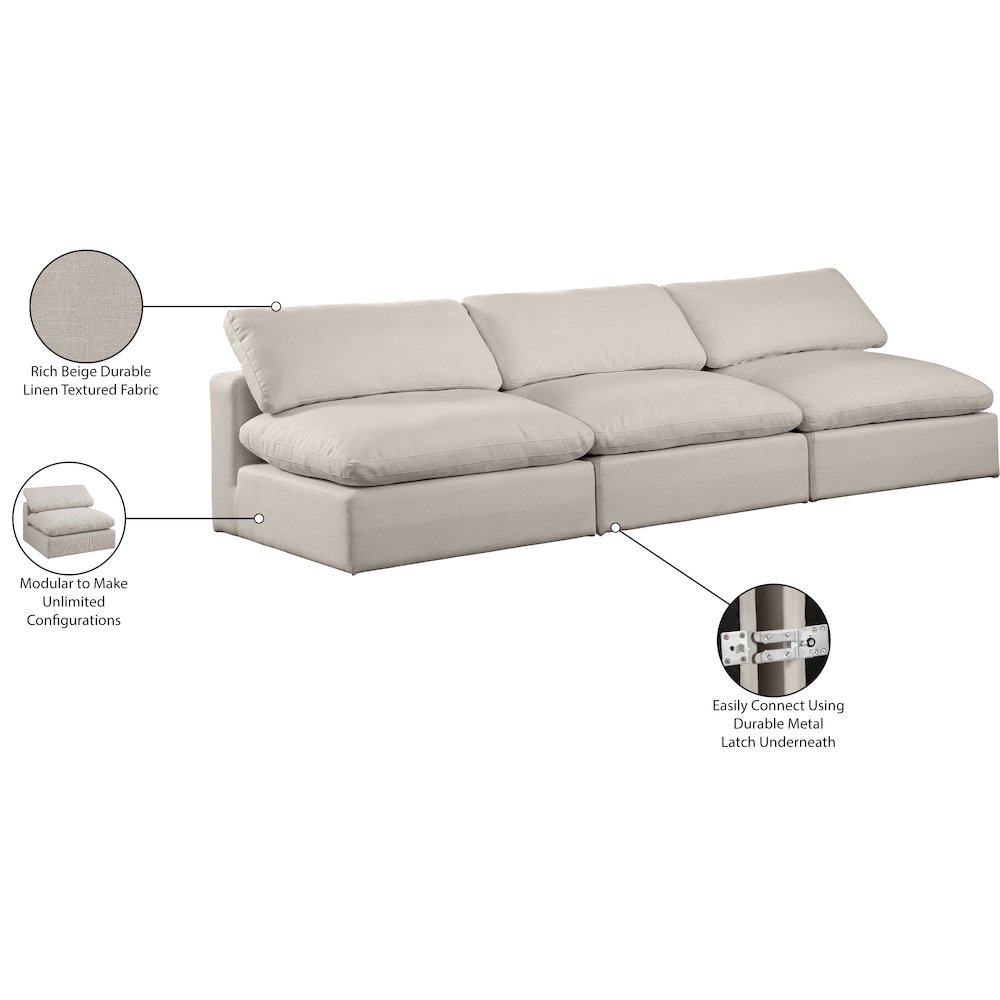 Comfy Beige Linen Textured Fabric Modular Sofa. Picture 10