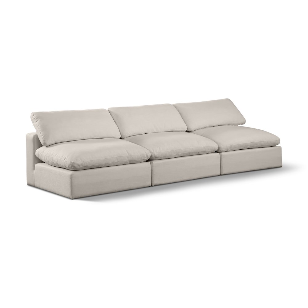 Comfy Beige Linen Textured Fabric Modular Sofa. Picture 1