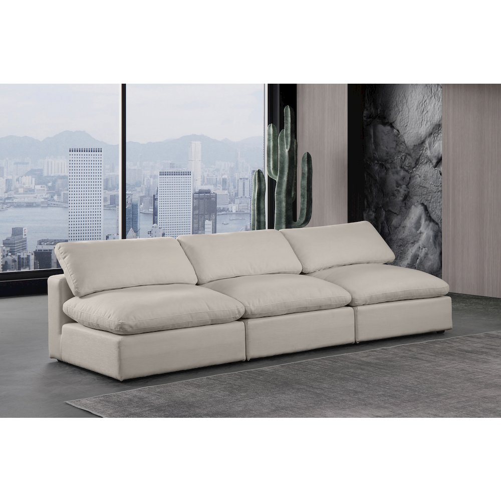 Comfy Beige Linen Textured Fabric Modular Sofa. Picture 2