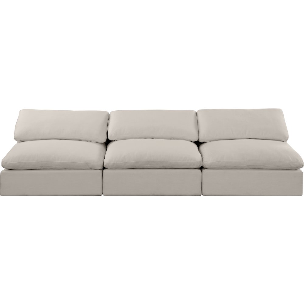 Comfy Beige Linen Textured Fabric Modular Sofa. Picture 4