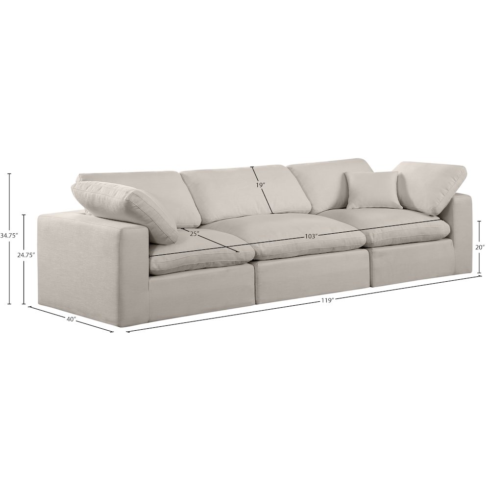 Comfy Beige Linen Textured Fabric Modular Sofa. Picture 9