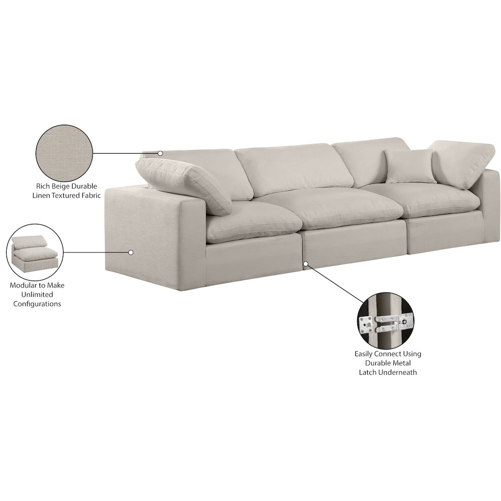 Comfy Beige Linen Textured Fabric Modular Sofa. Picture 10