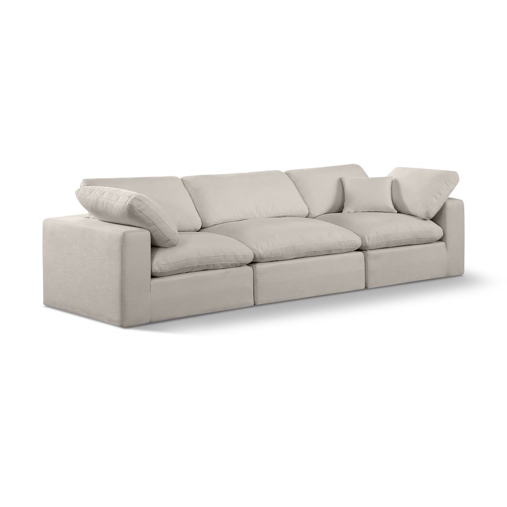 Comfy Beige Linen Textured Fabric Modular Sofa. Picture 1