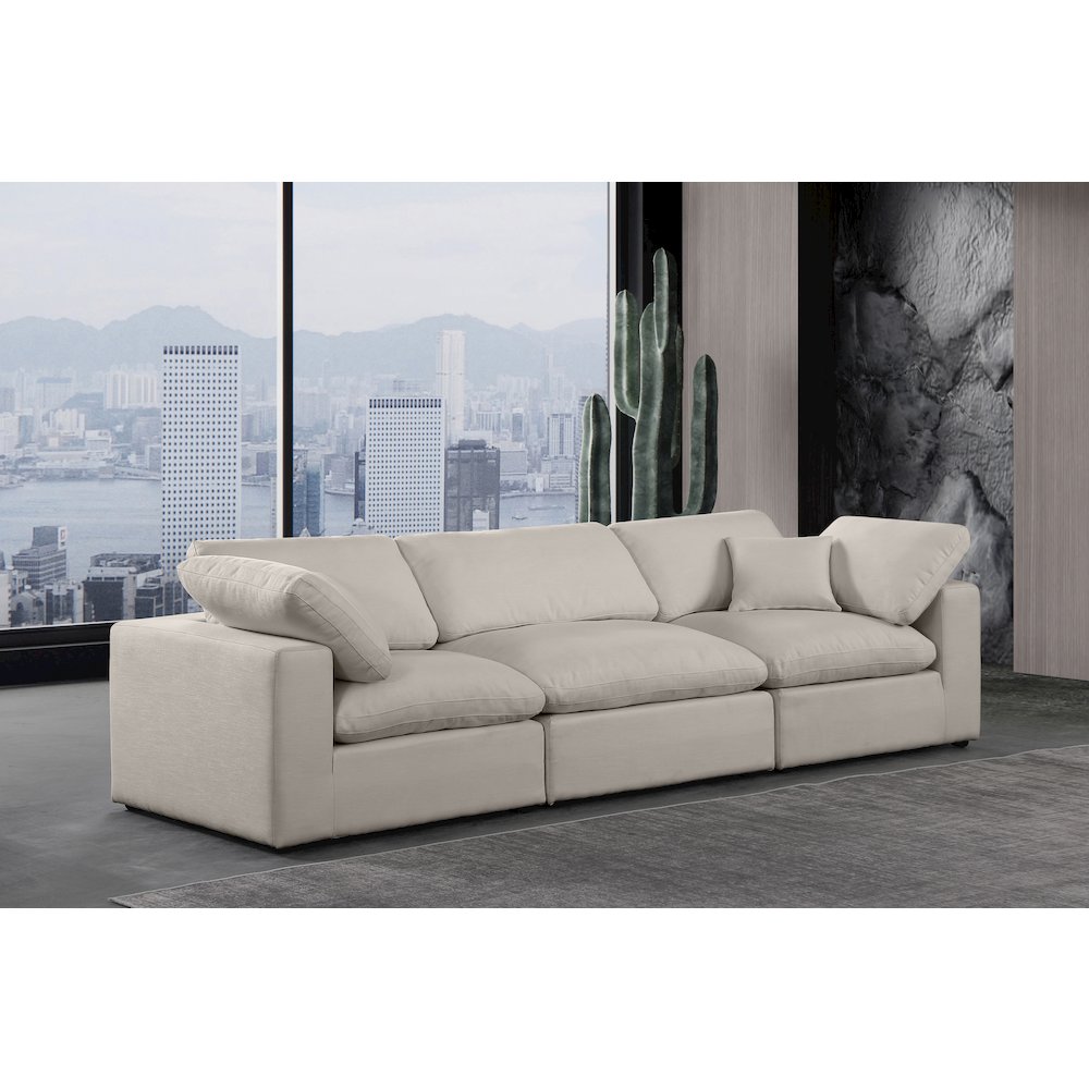 Comfy Beige Linen Textured Fabric Modular Sofa. Picture 2