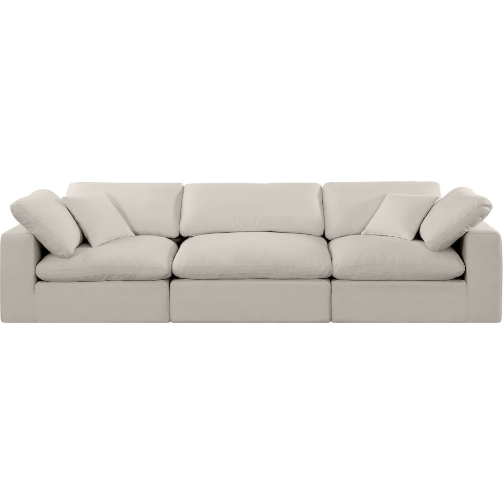 Comfy Beige Linen Textured Fabric Modular Sofa. Picture 4