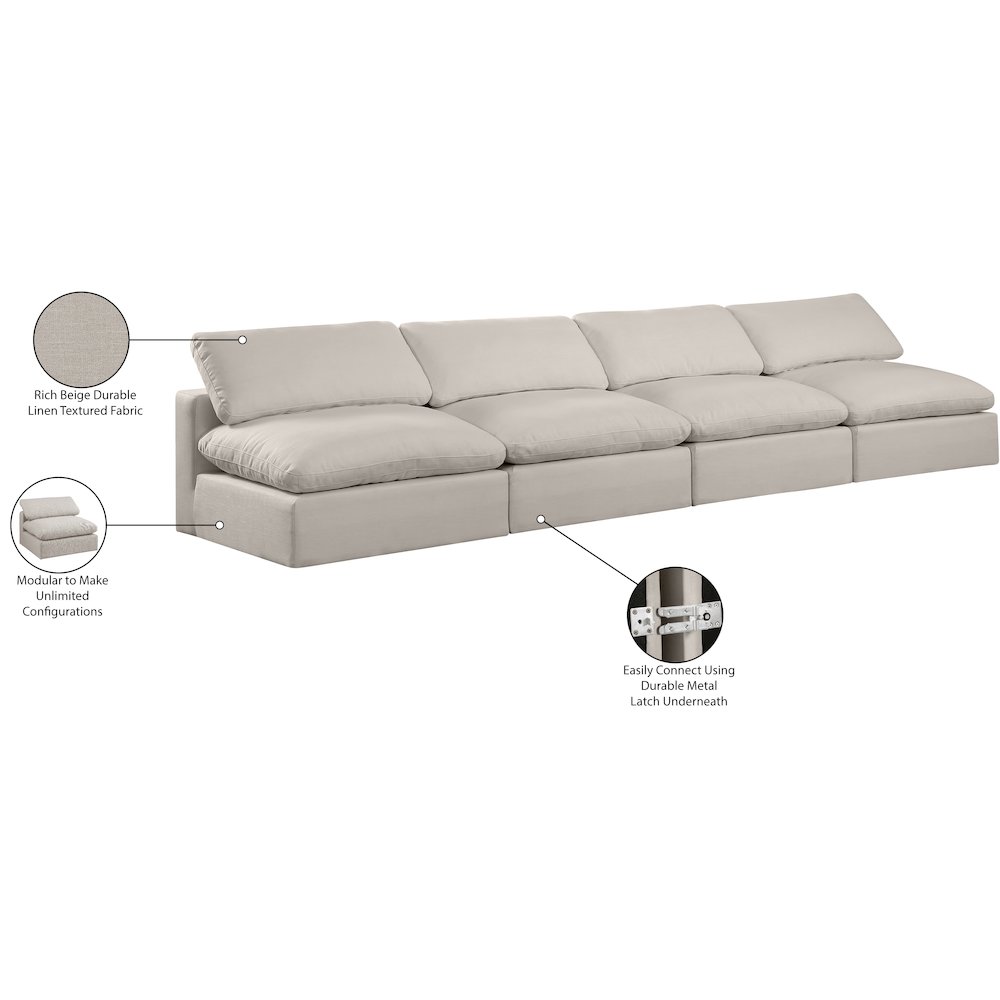 Comfy Beige Linen Textured Fabric Modular Sofa. Picture 10