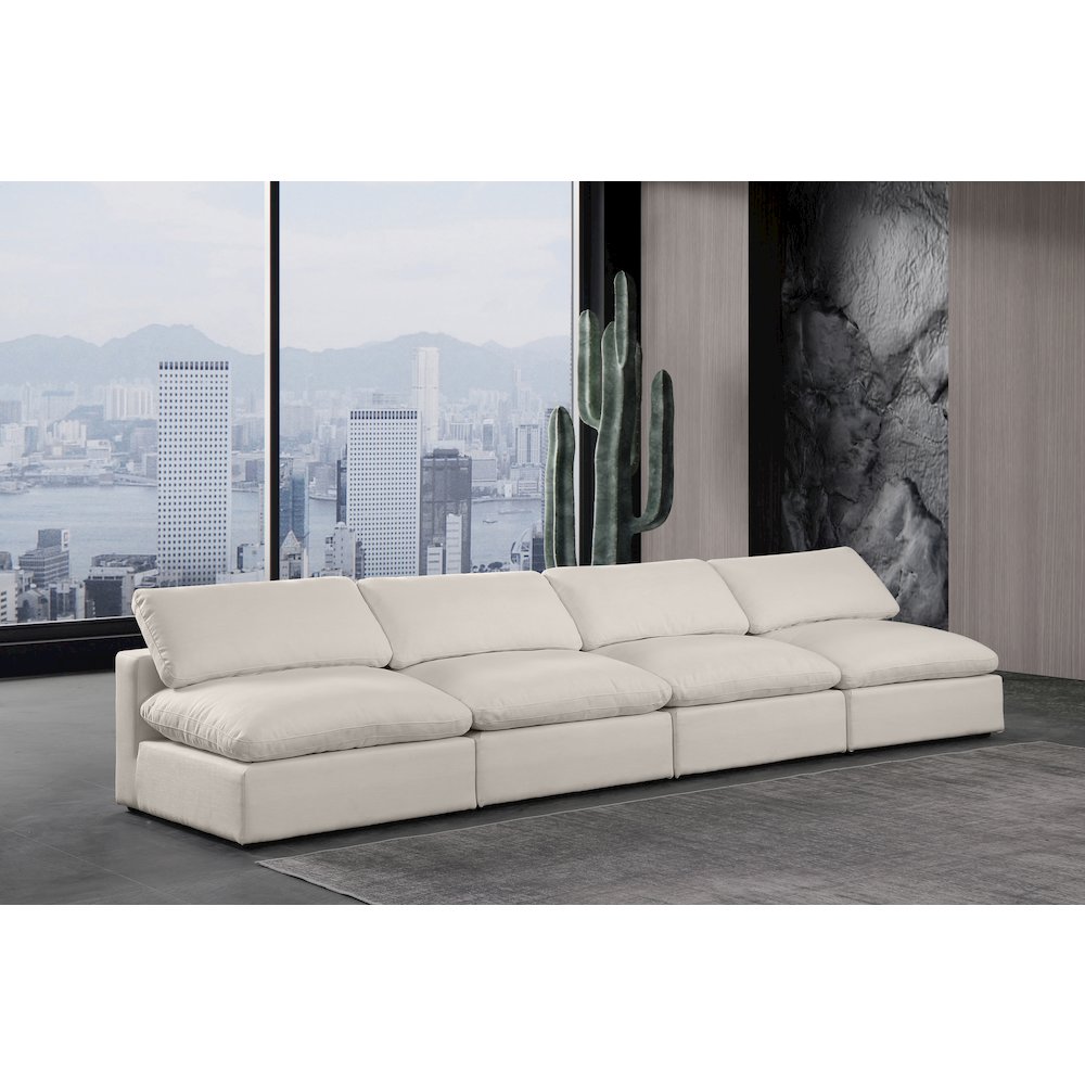 Comfy Beige Linen Textured Fabric Modular Sofa. Picture 2
