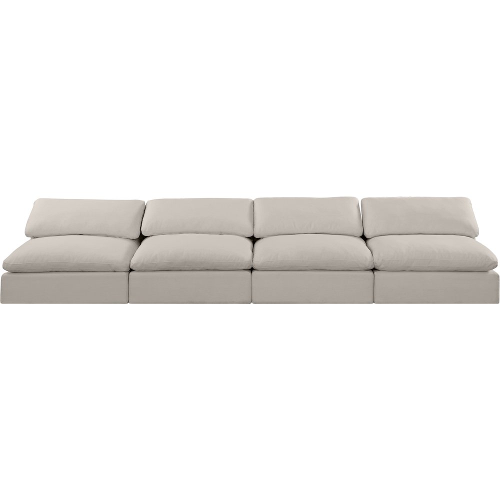 Comfy Beige Linen Textured Fabric Modular Sofa. Picture 4