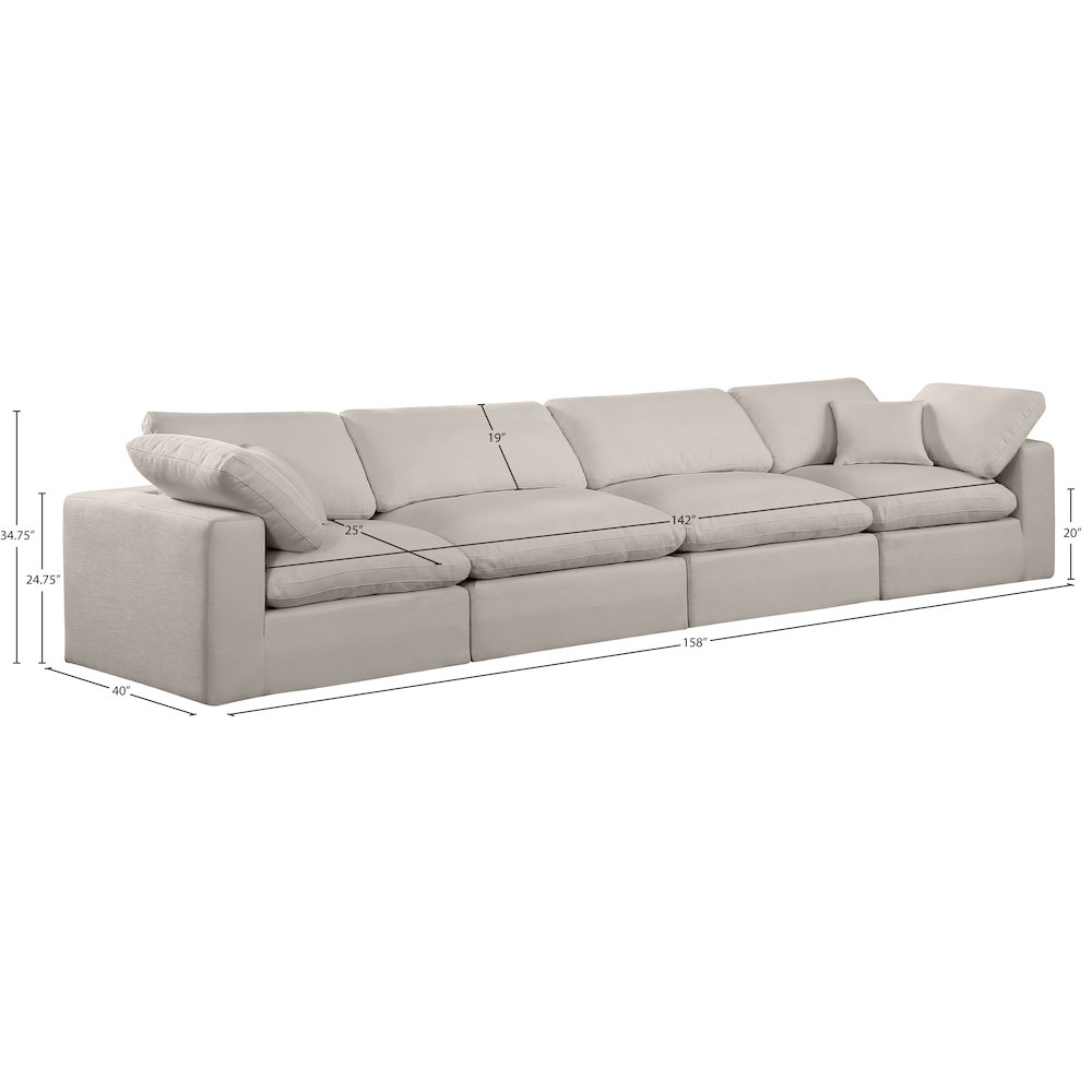 Comfy Beige Linen Textured Fabric Modular Sofa. Picture 9