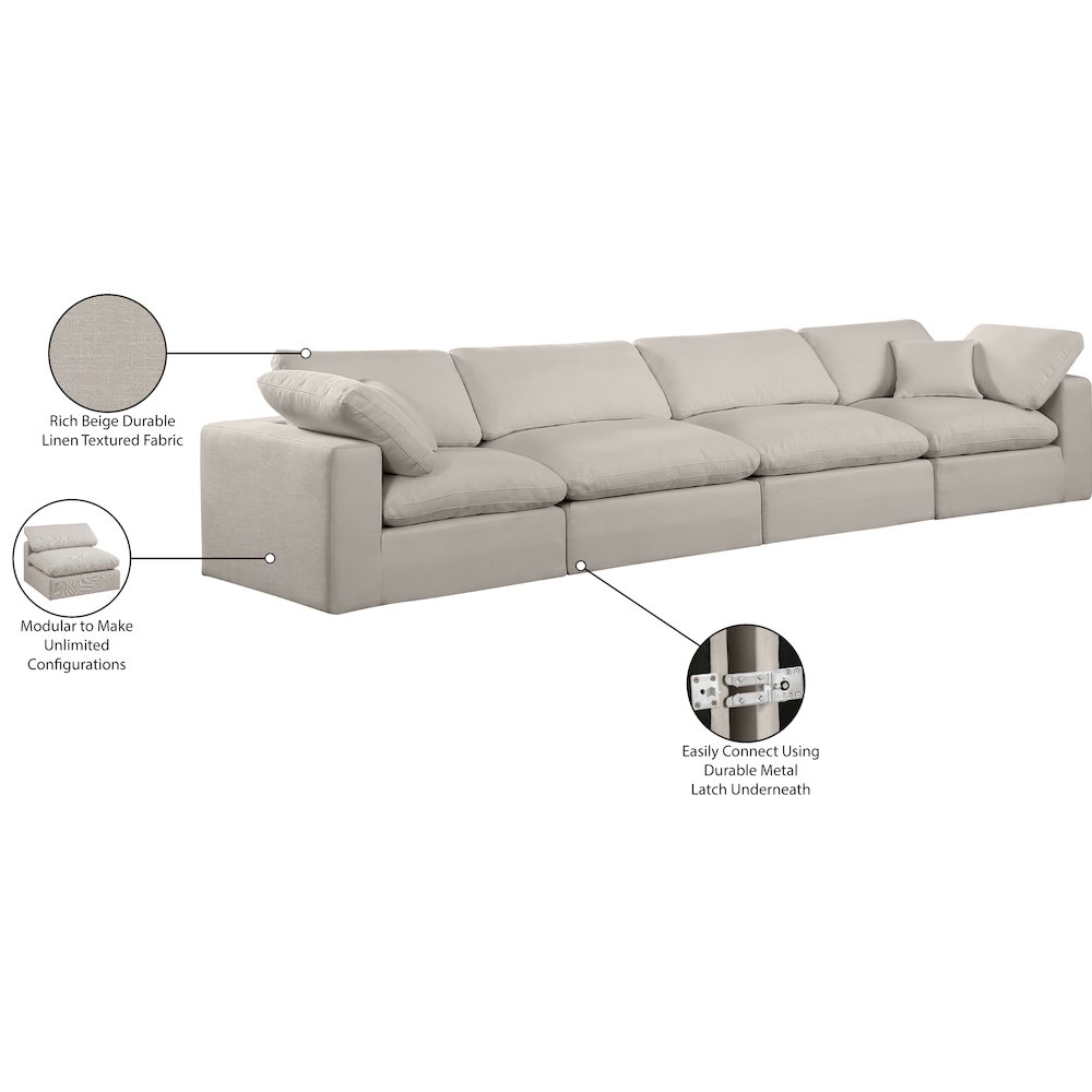 Comfy Beige Linen Textured Fabric Modular Sofa. Picture 10