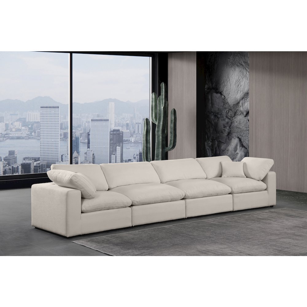 Comfy Beige Linen Textured Fabric Modular Sofa. Picture 2