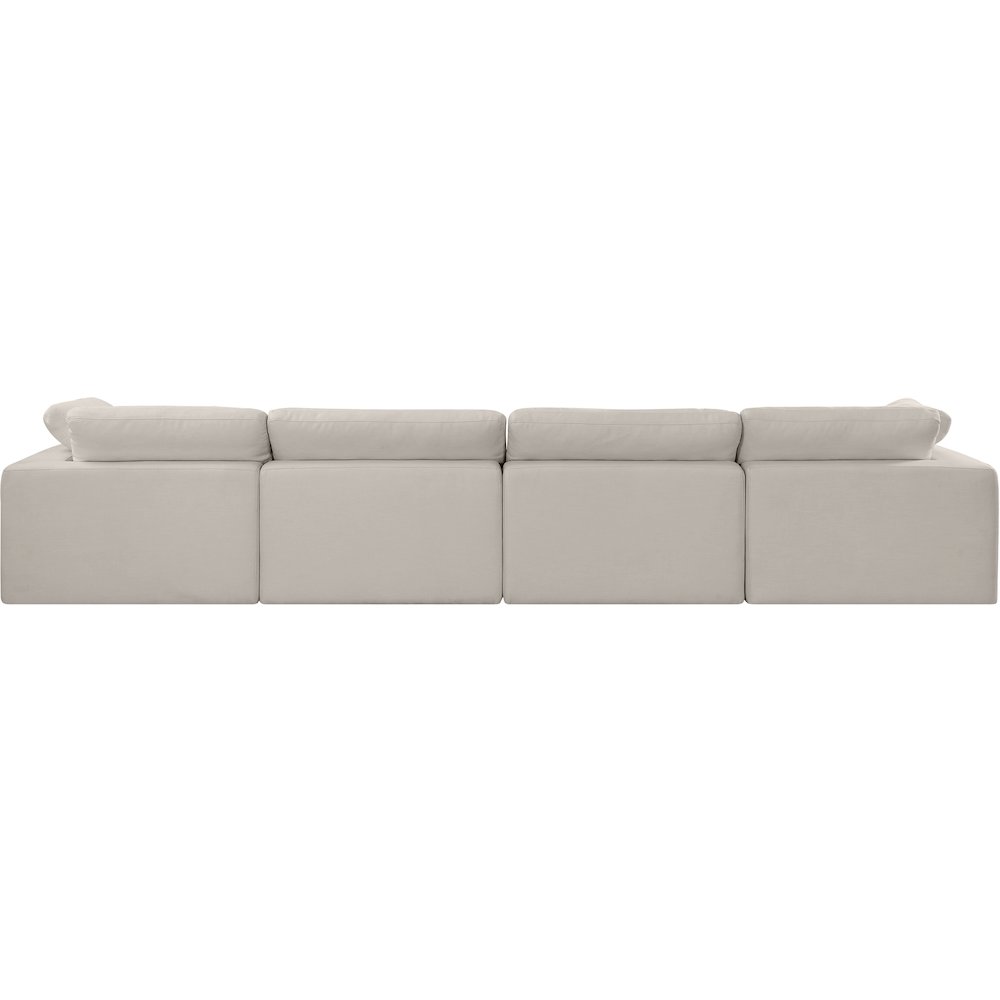 Comfy Beige Linen Textured Fabric Modular Sofa. Picture 3