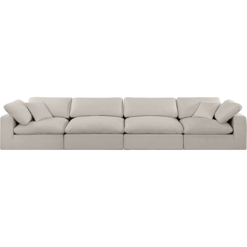 Comfy Beige Linen Textured Fabric Modular Sofa. Picture 4