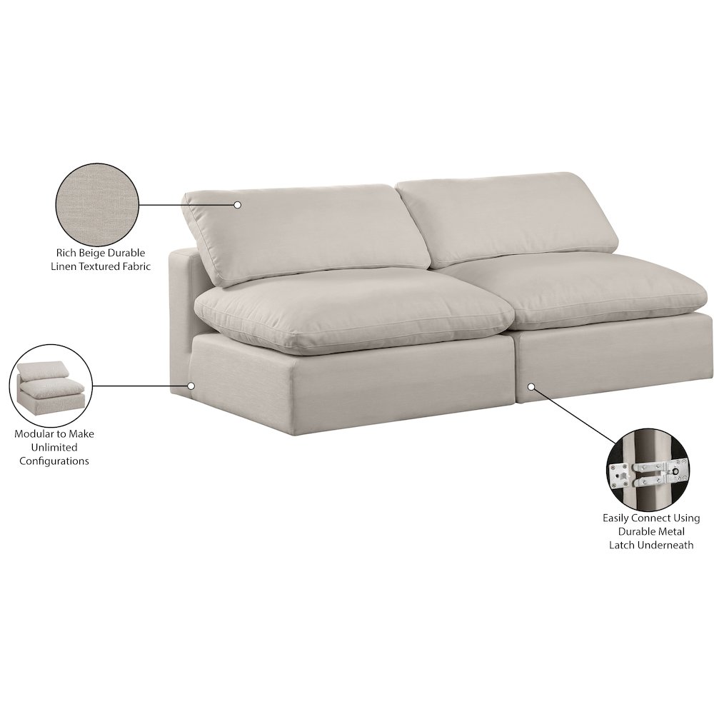 Comfy Beige Linen Textured Fabric Modular Sofa. Picture 10