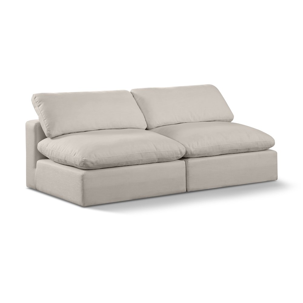 Comfy Beige Linen Textured Fabric Modular Sofa. Picture 1