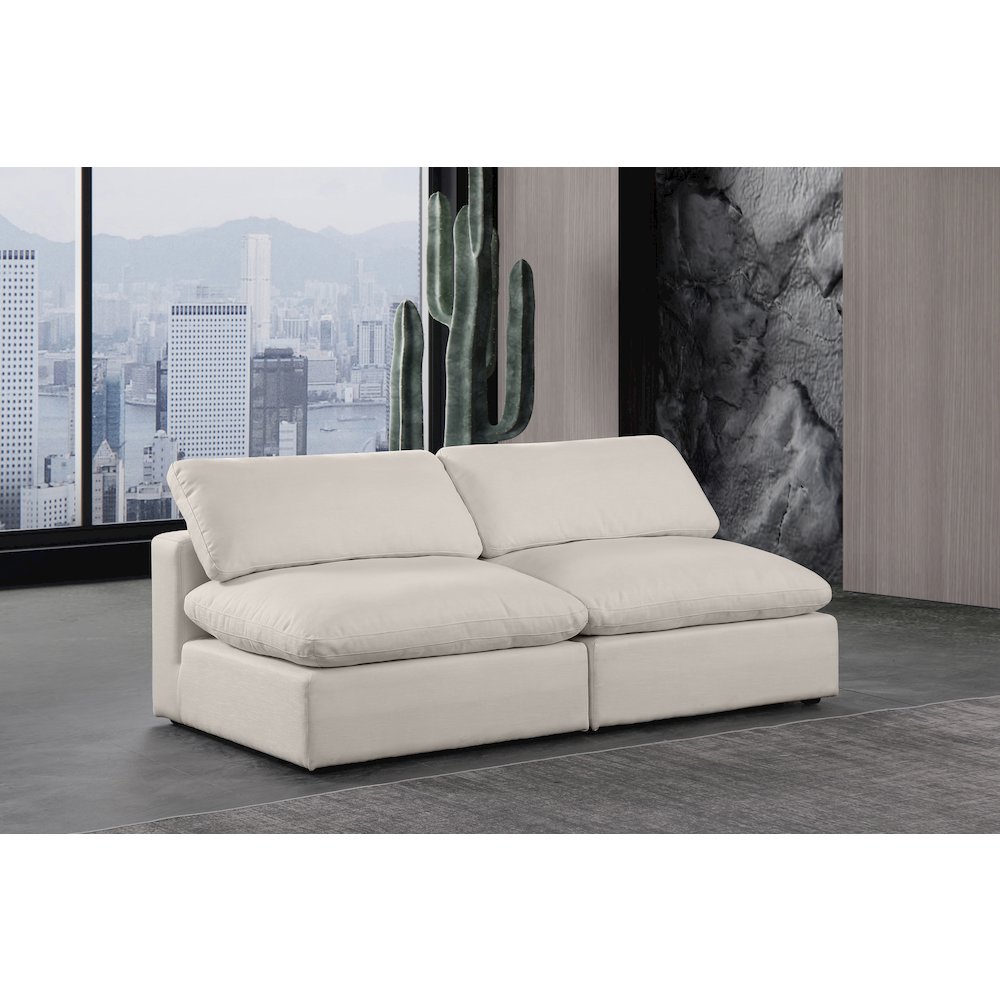 Comfy Beige Linen Textured Fabric Modular Sofa. Picture 2