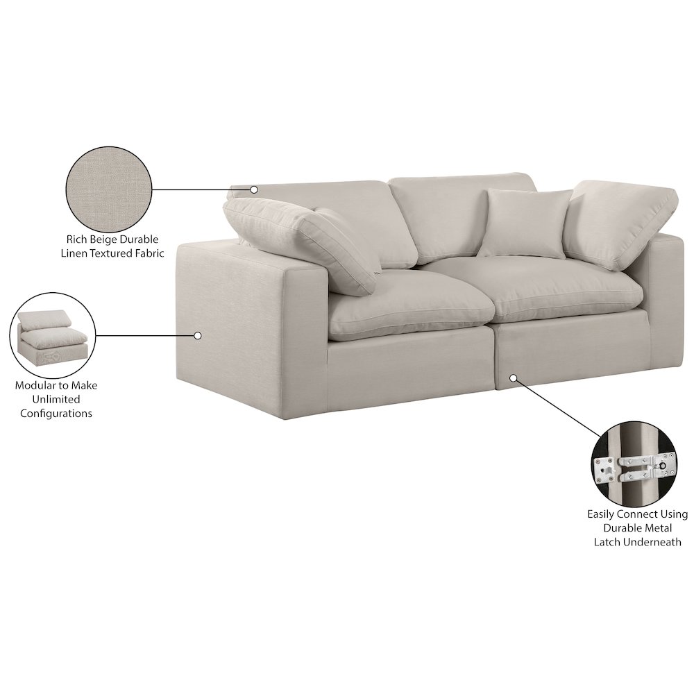 Comfy Beige Linen Textured Fabric Modular Sofa. Picture 10