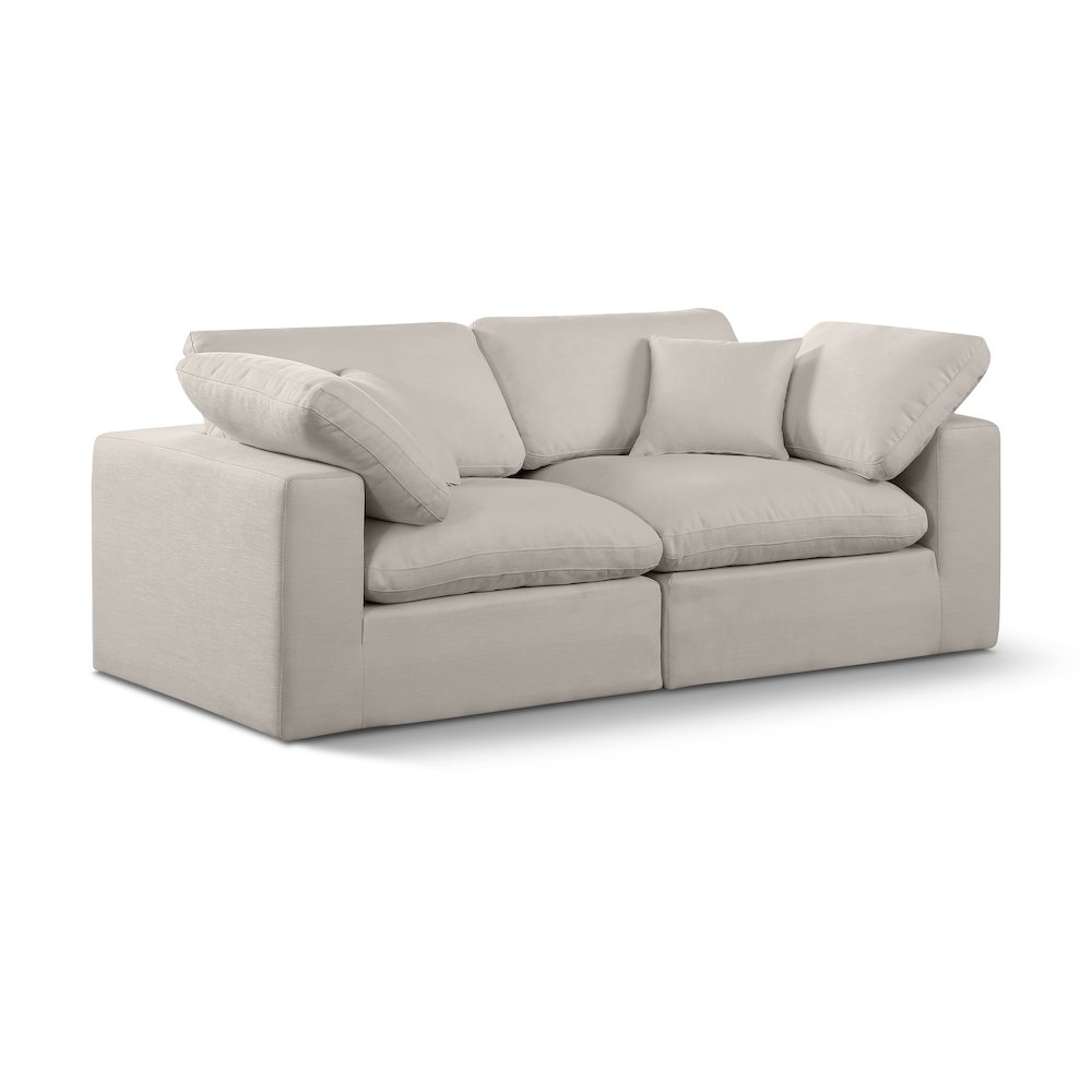 Comfy Beige Linen Textured Fabric Modular Sofa. Picture 1