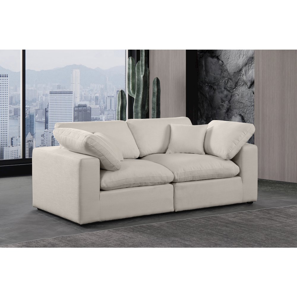 Comfy Beige Linen Textured Fabric Modular Sofa. Picture 2