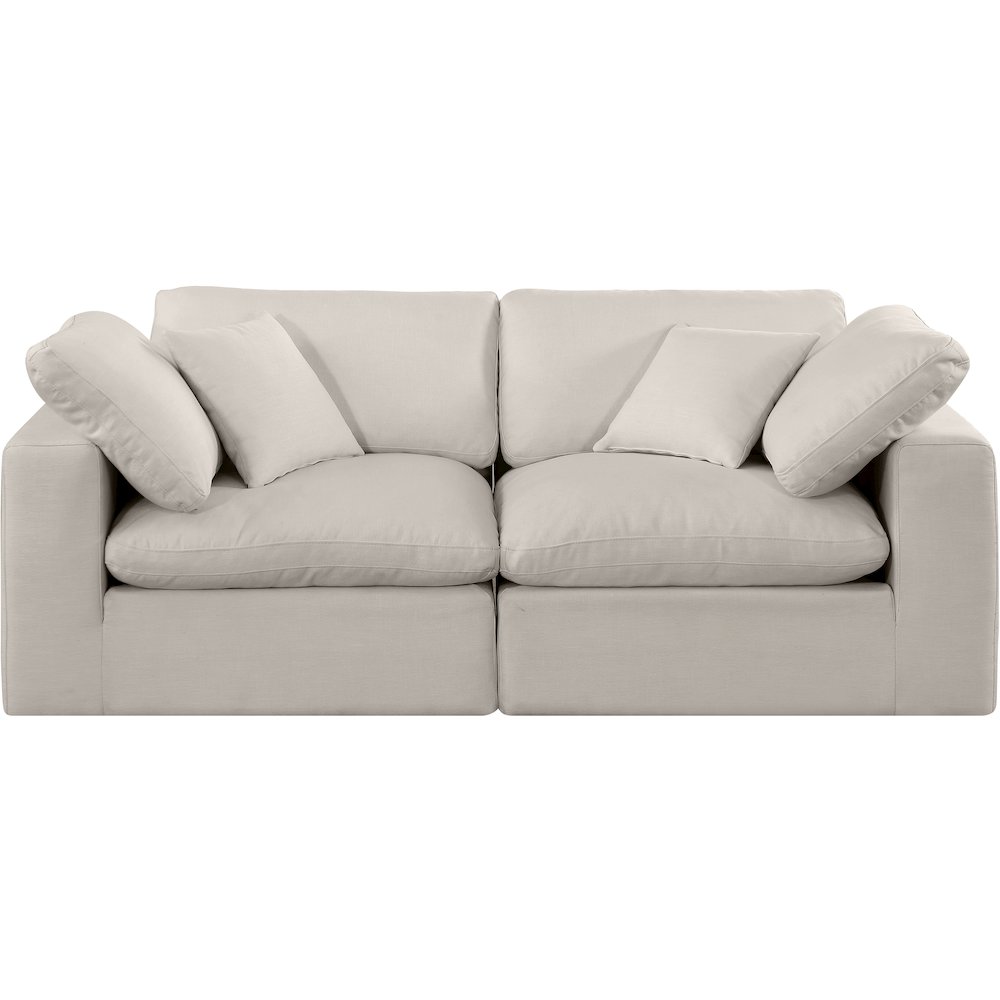 Comfy Beige Linen Textured Fabric Modular Sofa. Picture 4