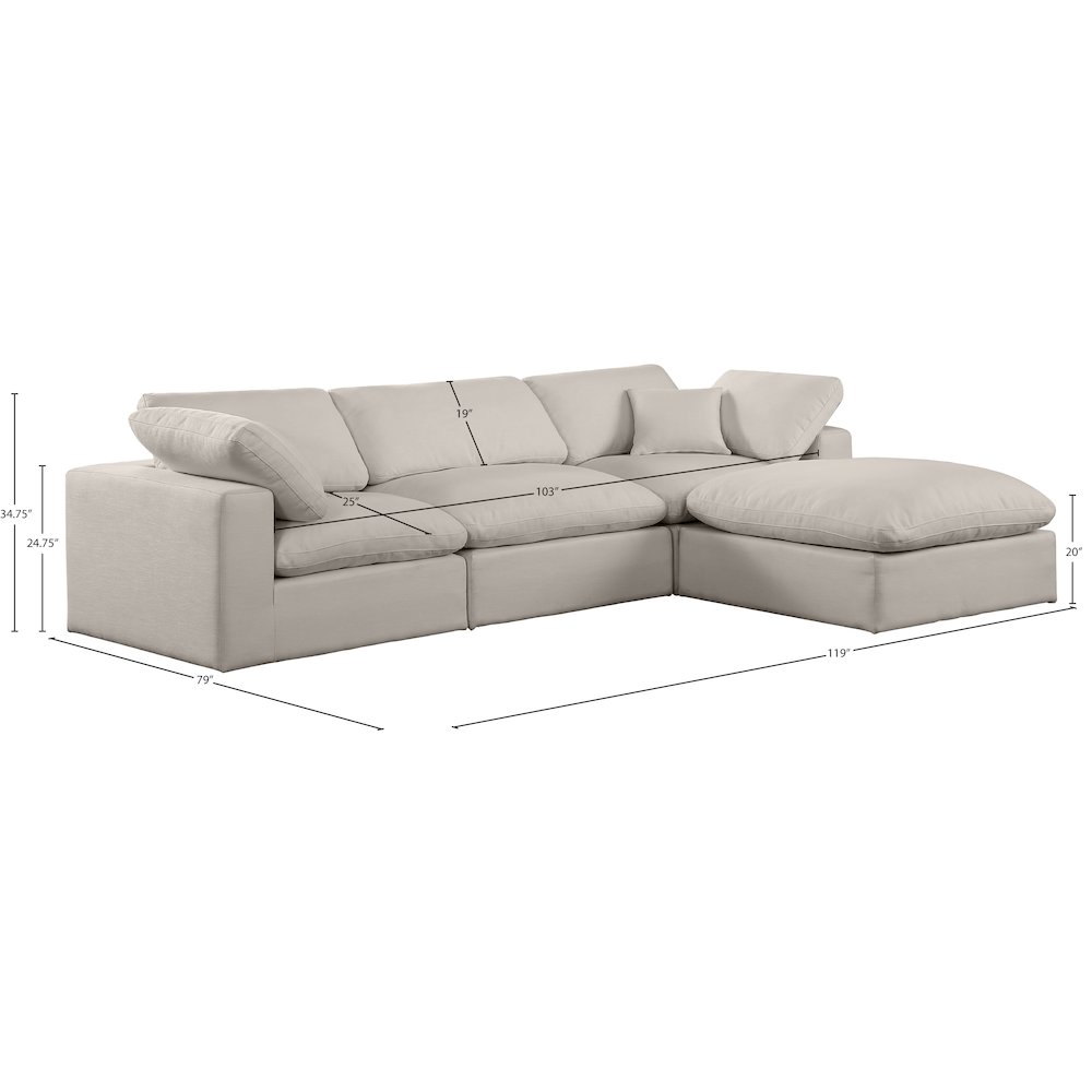 Comfy Beige Linen Textured Fabric Modular Sectional. Picture 15