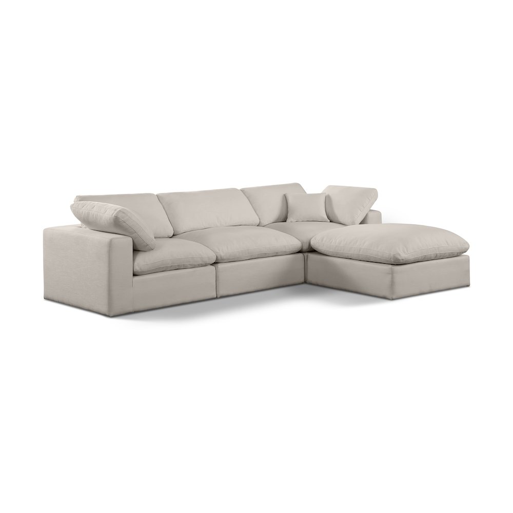 Comfy Beige Linen Textured Fabric Modular Sectional. Picture 1