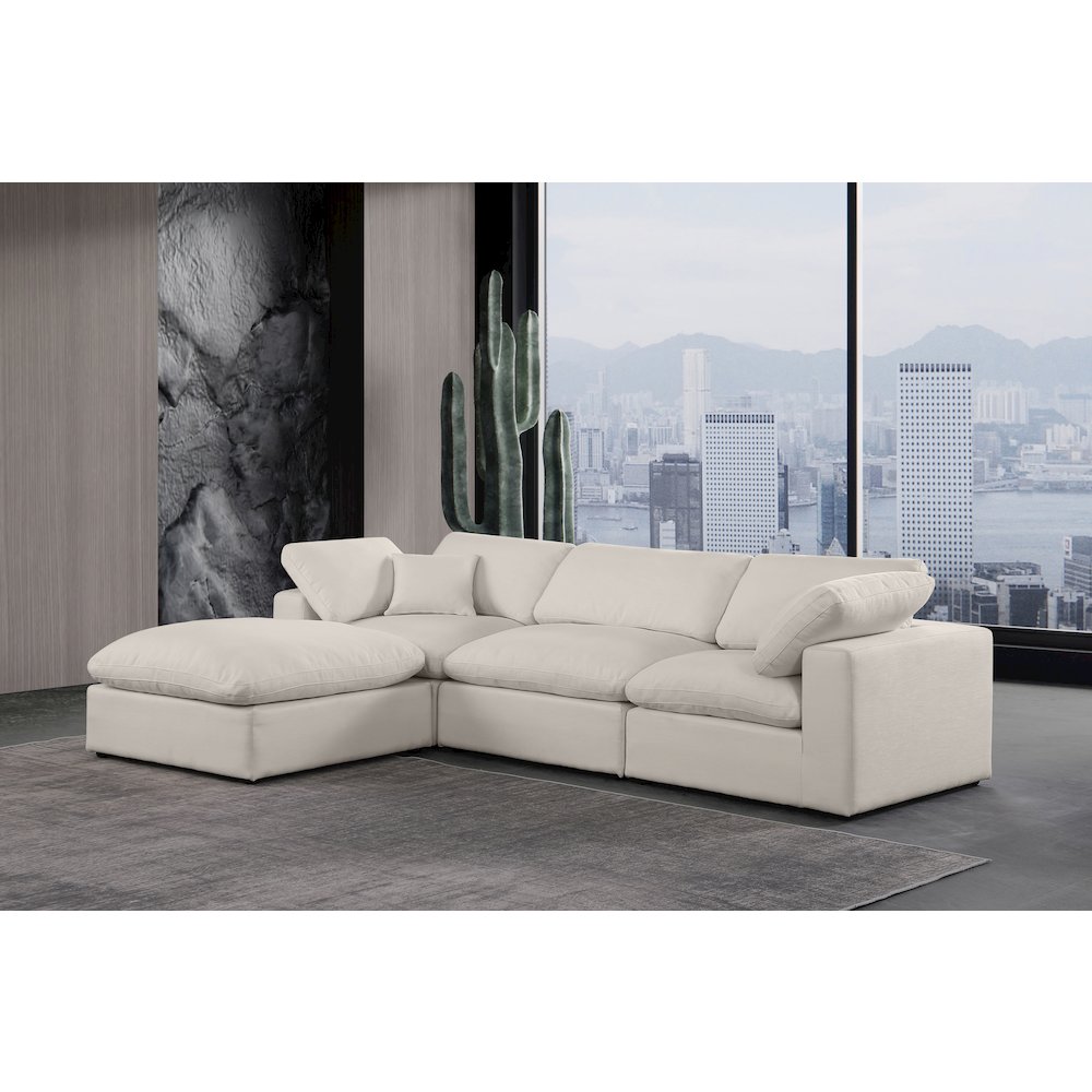 Comfy Beige Linen Textured Fabric Modular Sectional. Picture 3