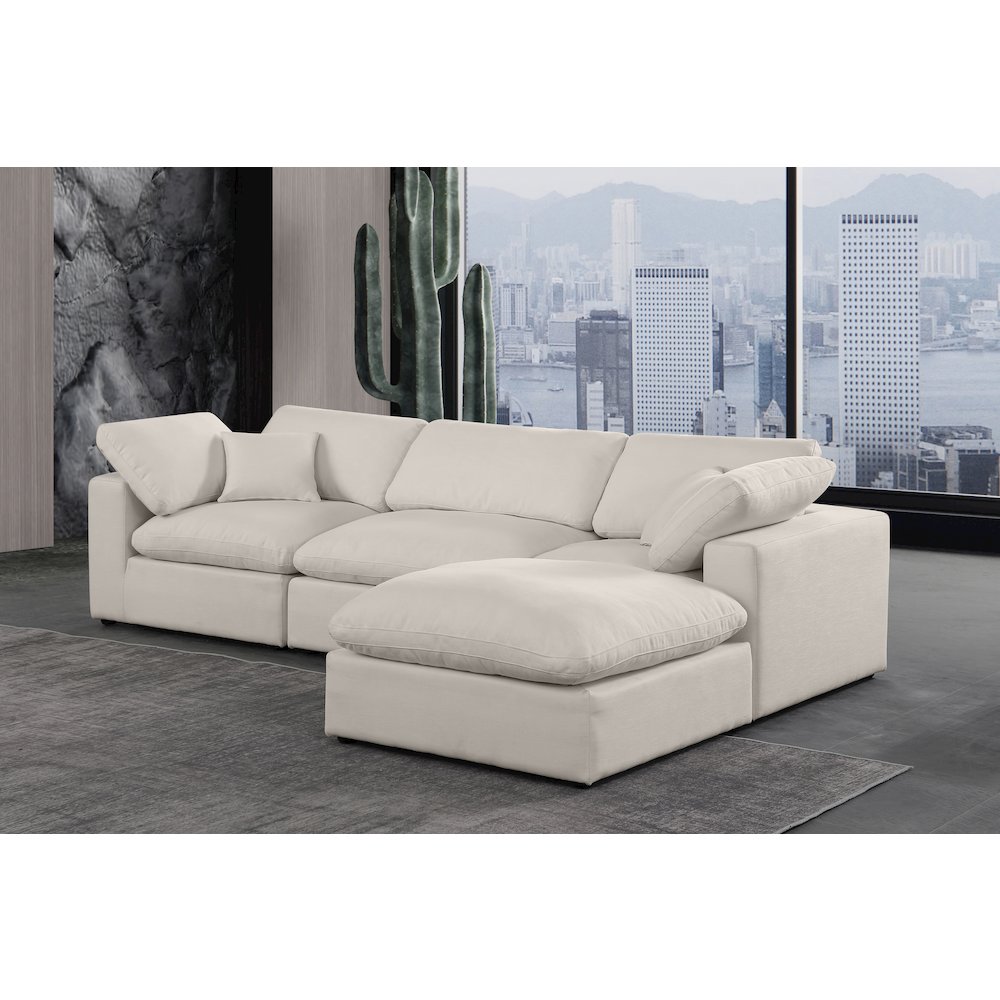 Comfy Beige Linen Textured Fabric Modular Sectional. Picture 4