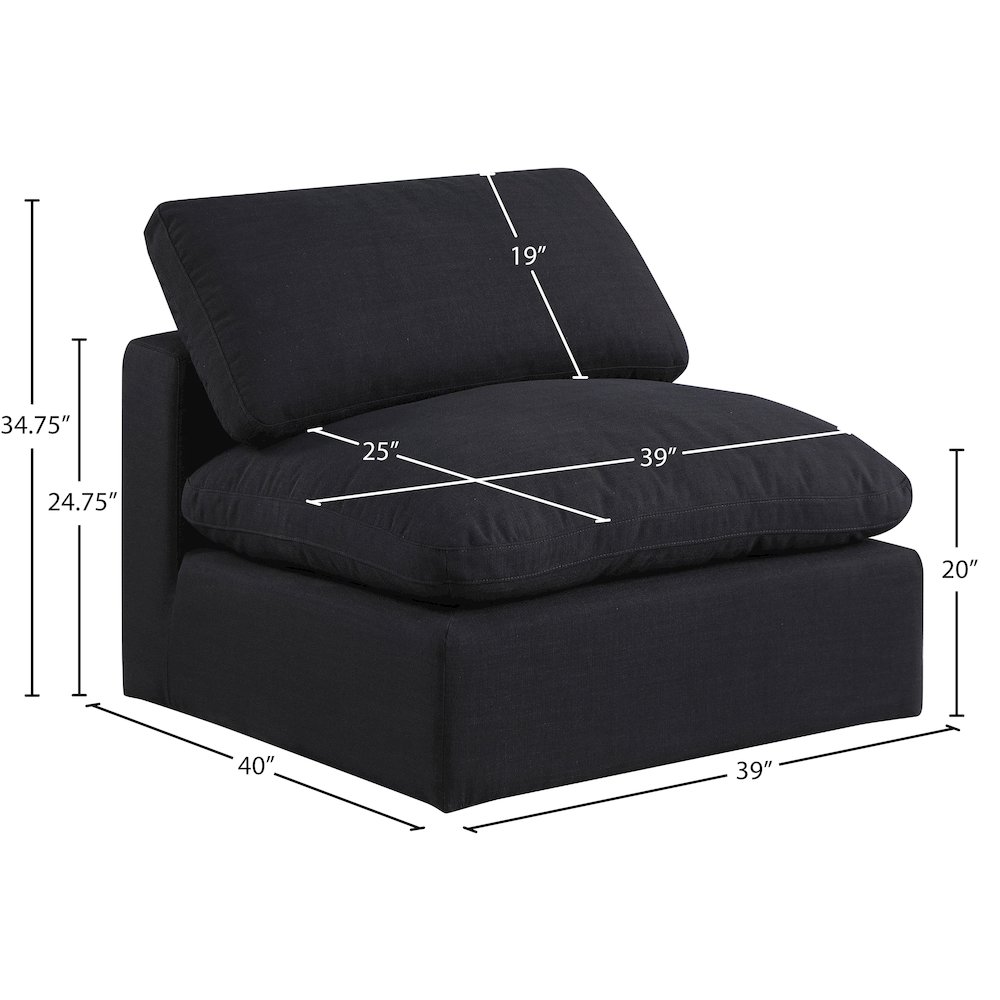 Comfy Black Linen Textured Fabric Modular Armless Chair. Picture 9