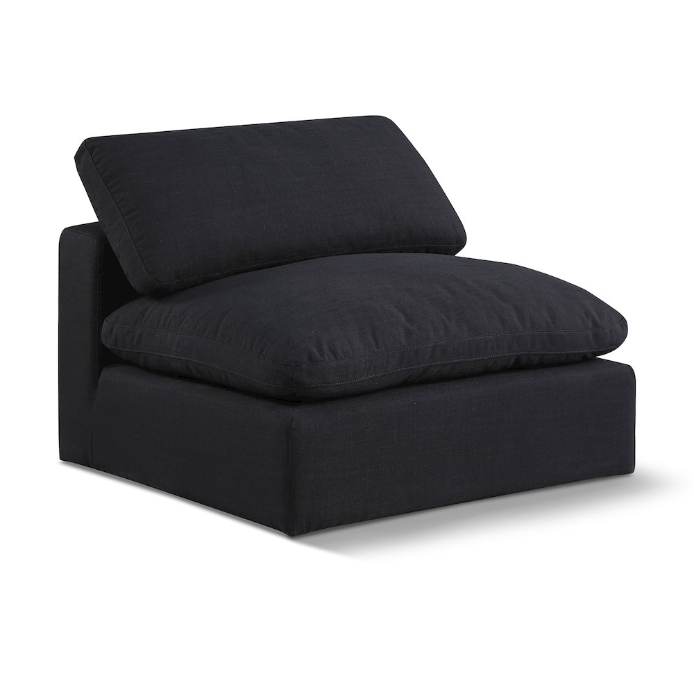 Comfy Black Linen Textured Fabric Modular Armless Chair. Picture 1