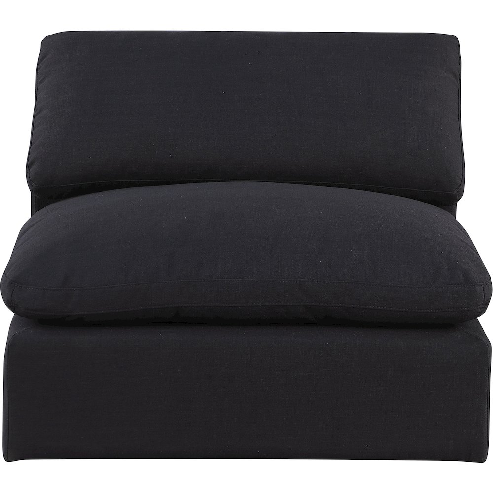 Comfy Black Linen Textured Fabric Modular Armless Chair. Picture 4