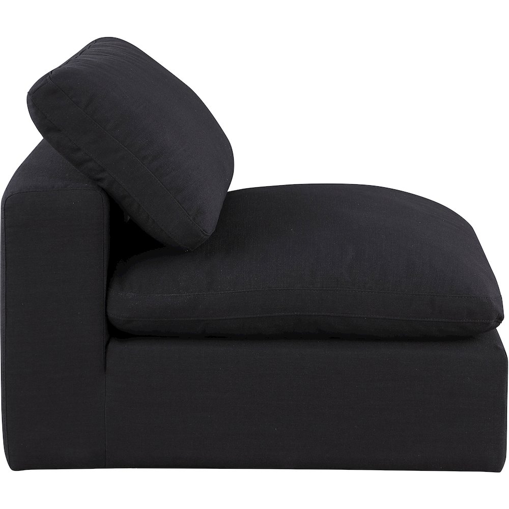 Comfy Black Linen Textured Fabric Modular Armless Chair. Picture 5