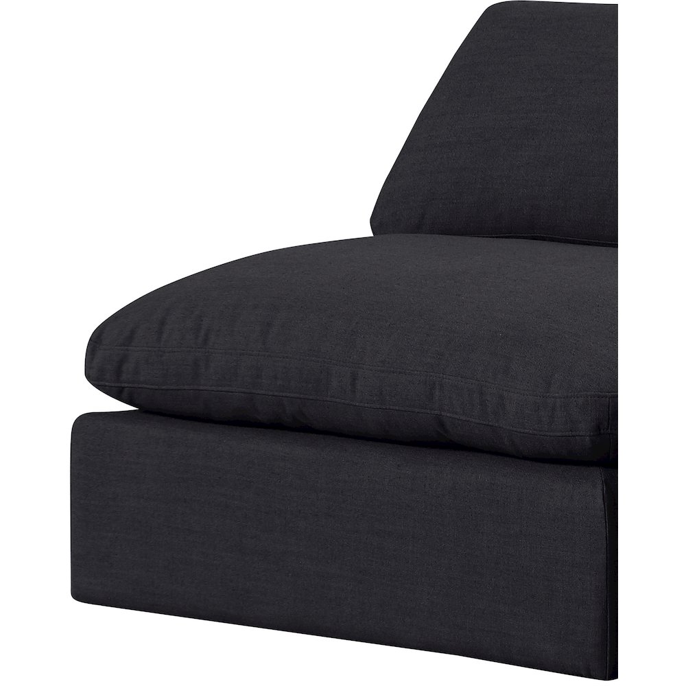Comfy Black Linen Textured Fabric Modular Armless Chair. Picture 7