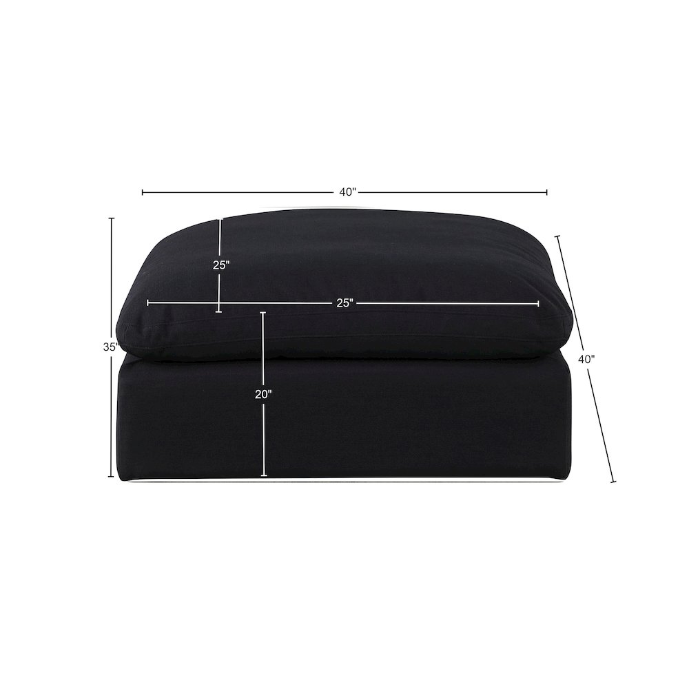 Comfy Black Linen Textured Fabric Modular Ottoman. Picture 5