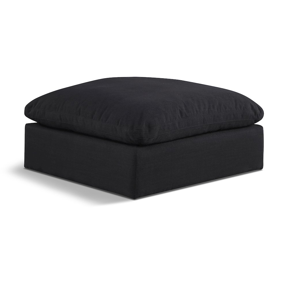 Comfy Black Linen Textured Fabric Modular Ottoman. Picture 1