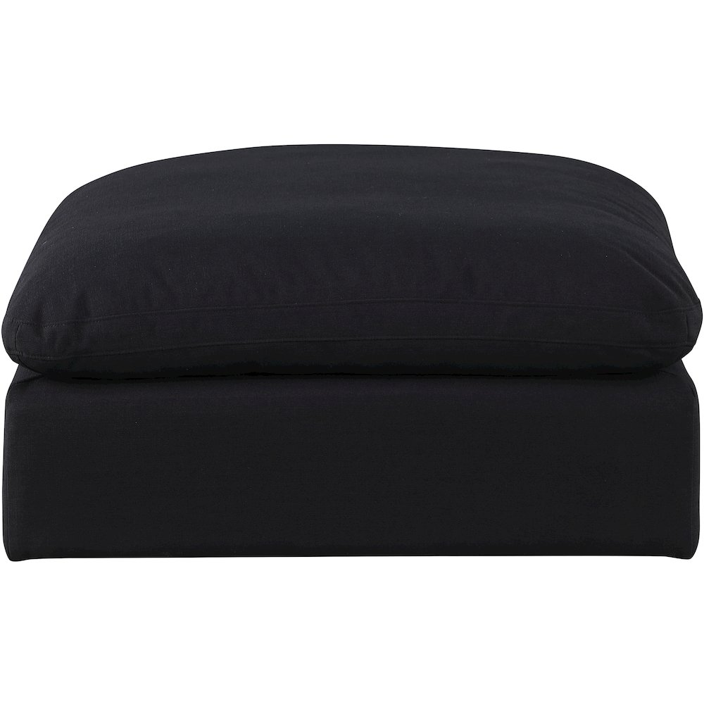 Comfy Black Linen Textured Fabric Modular Ottoman. Picture 3