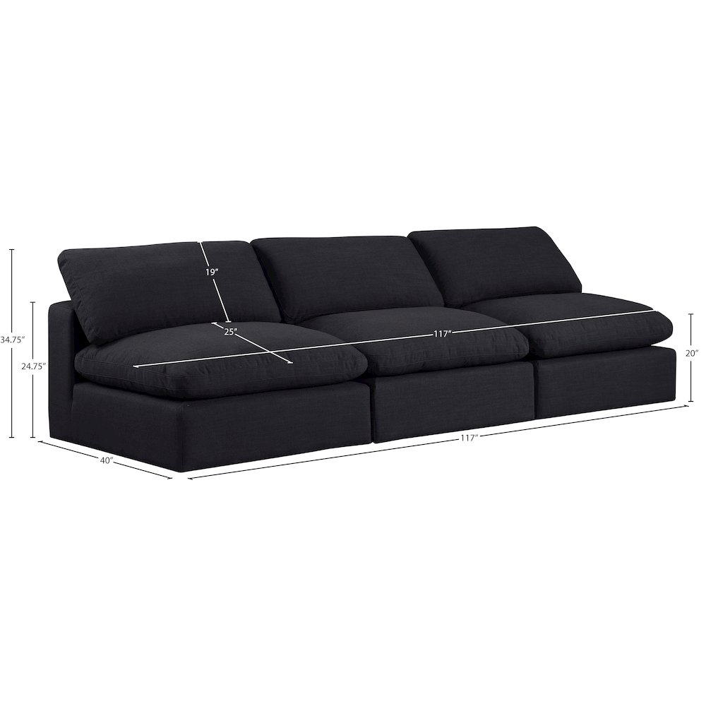 Comfy Black Linen Textured Fabric Modular Sofa. Picture 9