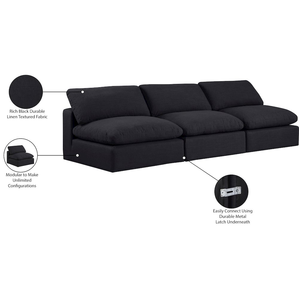 Comfy Black Linen Textured Fabric Modular Sofa. Picture 10