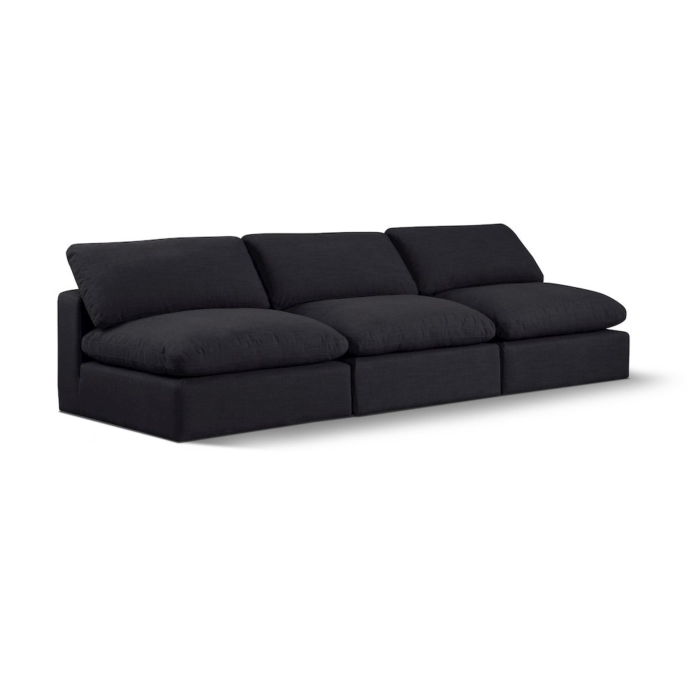 Comfy Black Linen Textured Fabric Modular Sofa. Picture 1