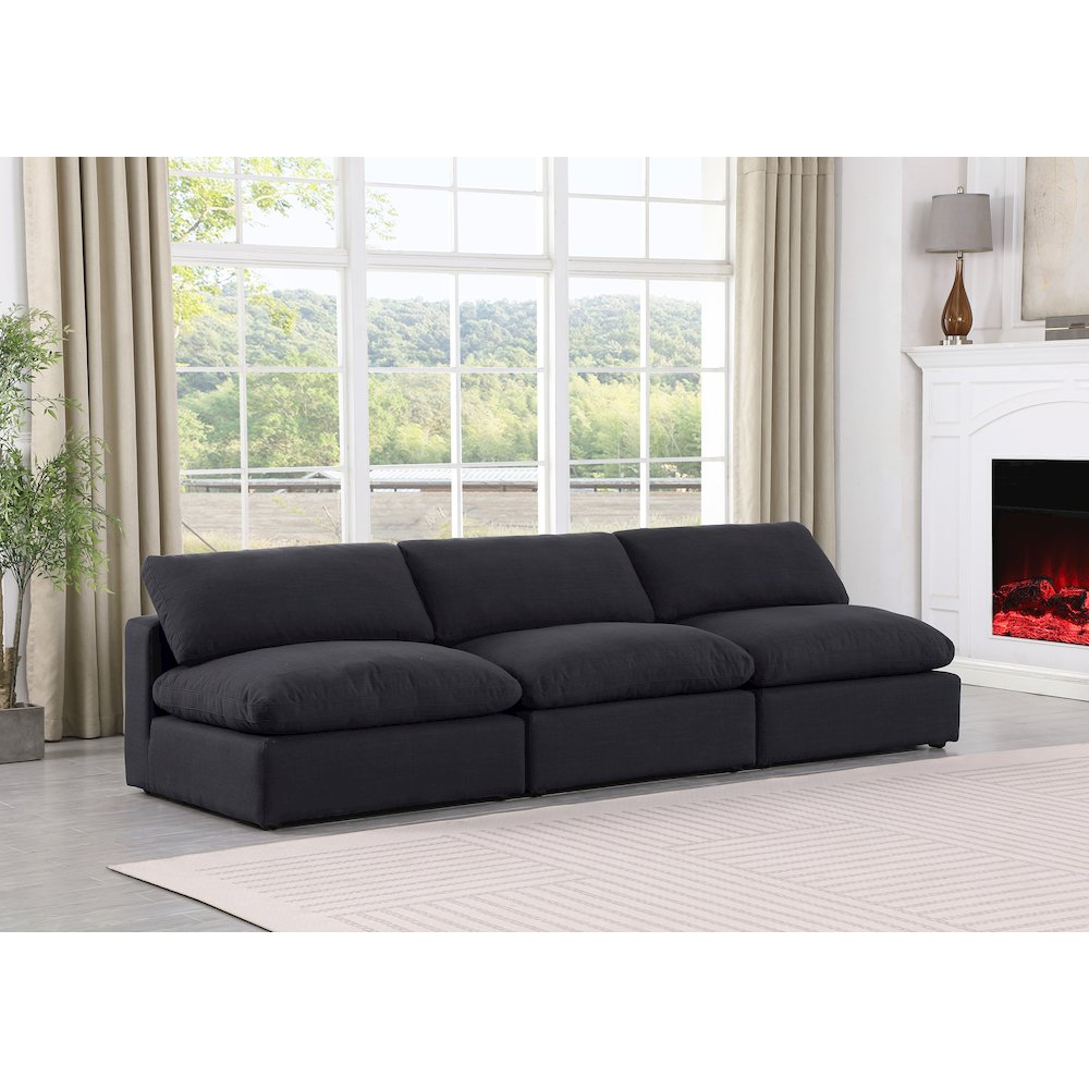 Comfy Black Linen Textured Fabric Modular Sofa. Picture 2