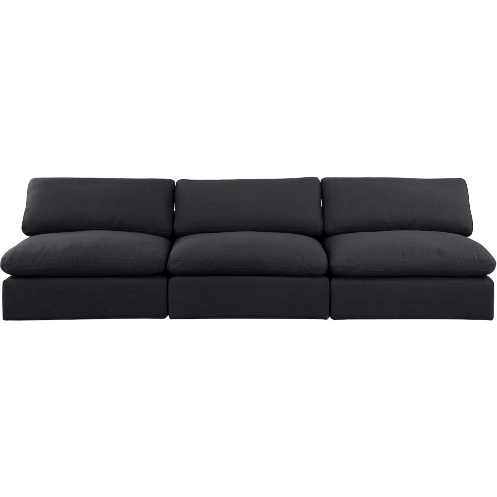 Comfy Black Linen Textured Fabric Modular Sofa. Picture 4